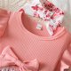 thumbnail image 5 of Odeerbi Niñas Rib Knit Floral Vestidos Verano Ruffle Manga Lazo Princesa Vestido Sin Mangas Cuello Redondo Vestido Con Diadema, 5 of 8