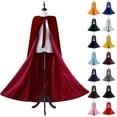 thumbnail image 6 of Xfvqtps Women Hooded Cloak Open Front Lace up Solid Color Velvet Flannel Soft Windproof Poncho Red, 6 of 7