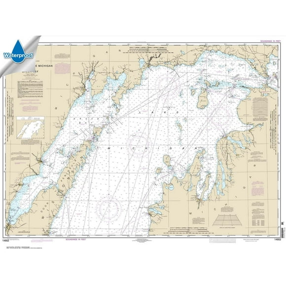 NOAA Chart 14902: North end of Lake Michigan: Including Green Bay 35.1 x 46.8 (Waterproof)