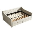 thumbnail image 7 of Generic Full Size Daybed with Drawers Upholstered Tufted Sofa Bed, with Button on Back and Piping on Waved Shape Arms-Beige, 7 of 7