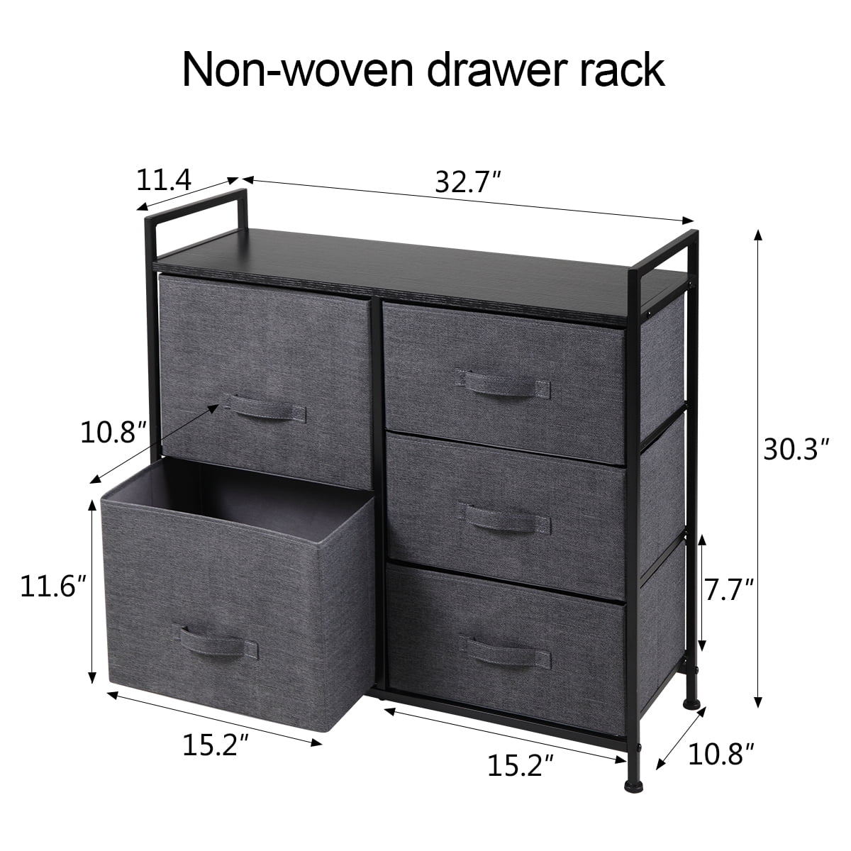 Lowestbest 3-Tier Drawer Dresser Organizer With 5 Drawers, End Table Storage Cabinet with Easy Pull Fabric Bins, Black Lowestbest 3-Tier Drawer Dresser Organizer With 5 Drawers, End Table Storage Cabinet with Easy Pull Fabric Bins, Black