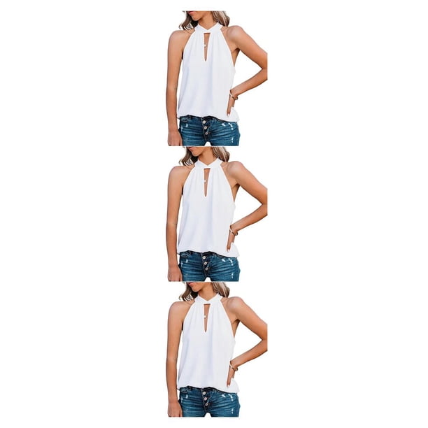 Blusa sin mangas Sonducket para Mujer Suéter Holgado Blanco S 3Conjunto