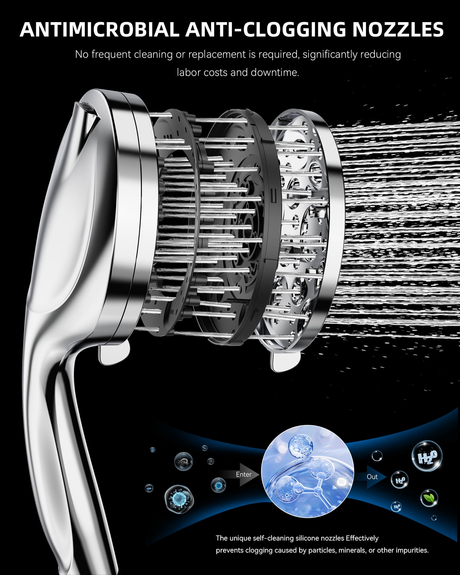 Hodvit Handheld Showerhead with Hose 10 Spray Modes Stainless Steel High Pressure Shower Head New