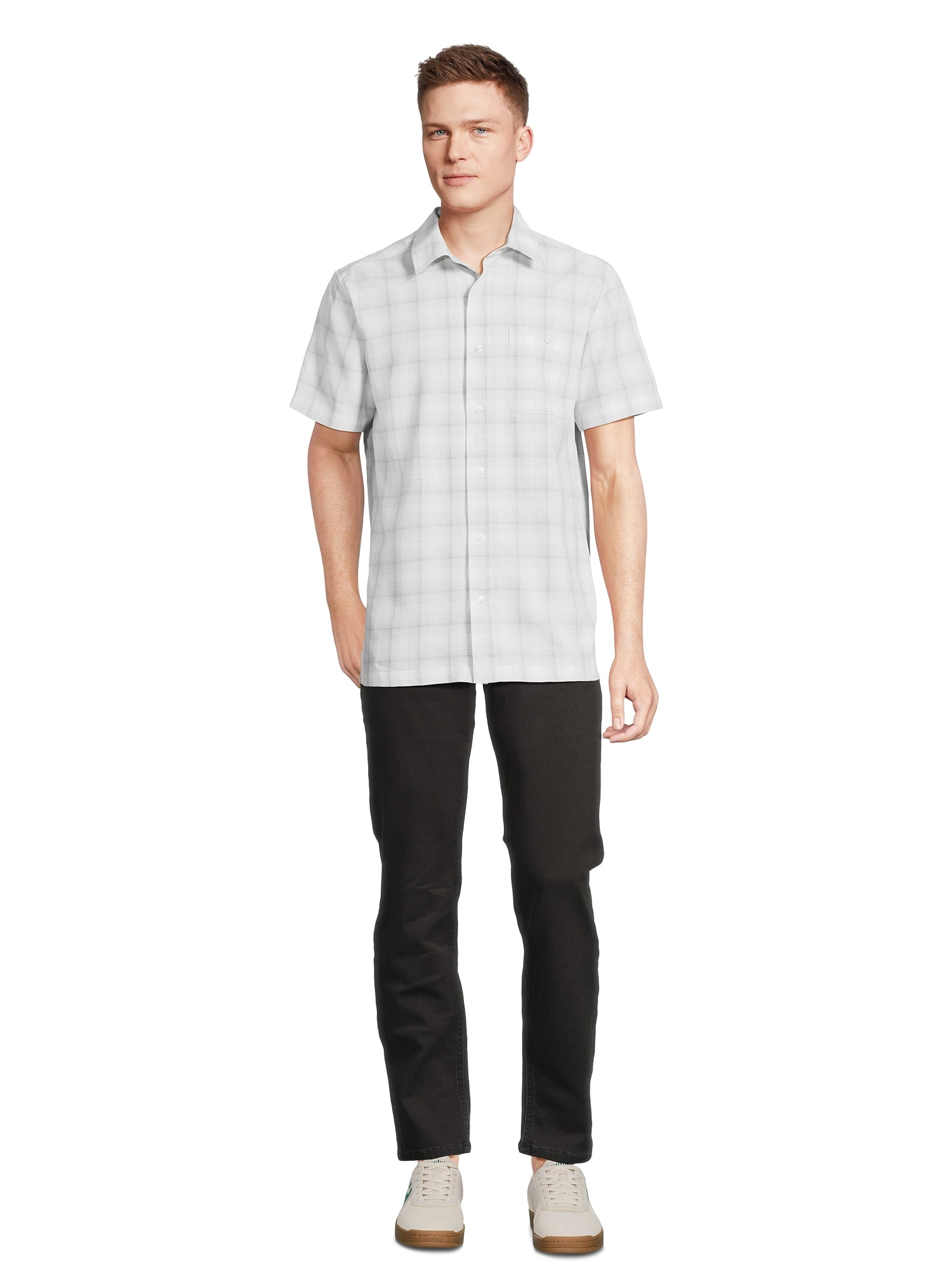 George Men's & Big Men's Microfiber Button-Up Shirt with Short Sleeves, Sizes S-3XL