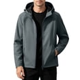 thumbnail image 2 of Mens Softshell Jackets Windproof Drawstring Hooded Long Sleeve Full Zipper Fashion Casual Jacket with Pockets Dark Gray M, 2 of 6
