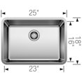 thumbnail image 2 of BLANCO 442766 Stainless Steel 25 Inch Undermount Single Basin Sink, 2 of 2