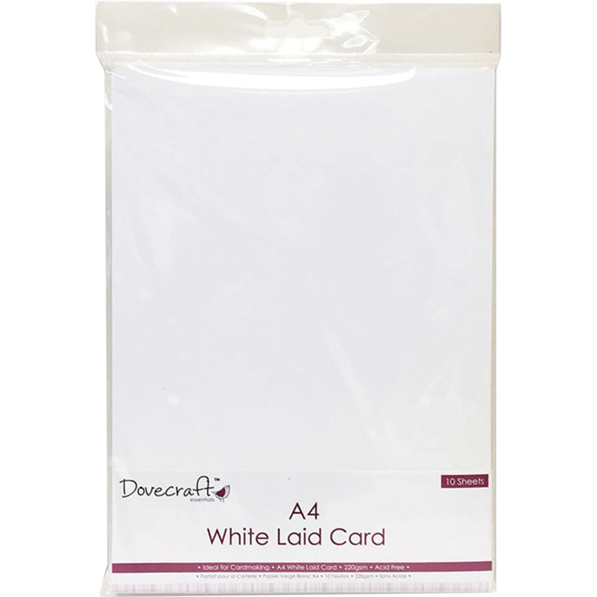Dovecraft A4 Cardstock 10/PkgWhite Laid Finish 220gsm