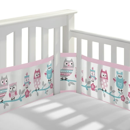 UPC: 0811283022593 | BreathableBaby Breathable Mesh Liner for Full-Size Cribs  Classic 3mm Mesh  Owl Fun Pink (Size 4FS Covers 3 or 4 Sides)
