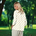 thumbnail image 7 of Womens Tops V Neck Womens T Shirts Loose Fit Linen 3/4 Sleeve Shirts Dressy Casual Blouse Polka Dot Print Work Tops Elbow Sleeve Tunic Tops, 7 of 7