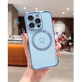thumbnail image 2 of Compatible with iPhone 12 Pro Max Case 2020, Cute Haert Cover Compatible with MagSafe Case Luxury Plating Design Soft TPU Shockproof Edge Phone Case Compatible with iPhone 12 Pro Max (Blue), 2 of 12