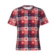 thumbnail image 3 of Naloa Heart Plaid Men's T-Shirt Sport T-shirt Men's Basic Tee Casual Men's Shirt, Round Neck, Short Sleeves - 3X-Large, 3 of 5