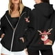 thumbnail image 1 of WILLBEST Sudadera Deportiva para Mujer Ladies' Christmas Printed Zipper Long Sleeved Pocket Adjuststring Casual Hooded Sweatshirt 2238 XXX-Grande, 1 of 8