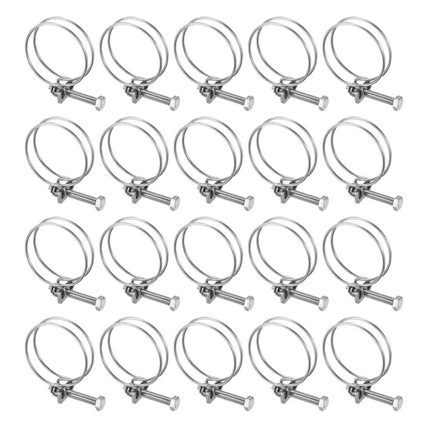 Uxcell 20-Pack Abrazadera de Manguera de Doble Alambre, Clips de Manguera de Acero Inoxidable Ajustables para Manguera de Recolección de Polvo de 40-45mm