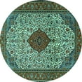 thumbnail image 1 of Ahgly Company Indoor Round Persian Turquoise Blue Traditional Area Rugs, 8' Round, 1 of 4