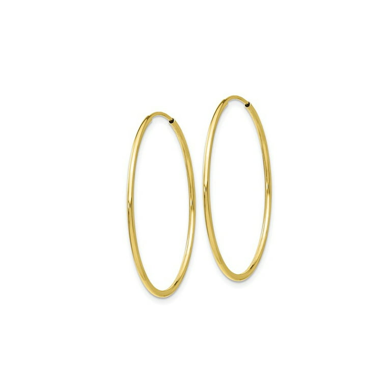 10K Yellow Gold 5 mm Hoop Earrings Diamond Cut 2.2 inches/ 55 mm Snap Closure 7.6 Grams