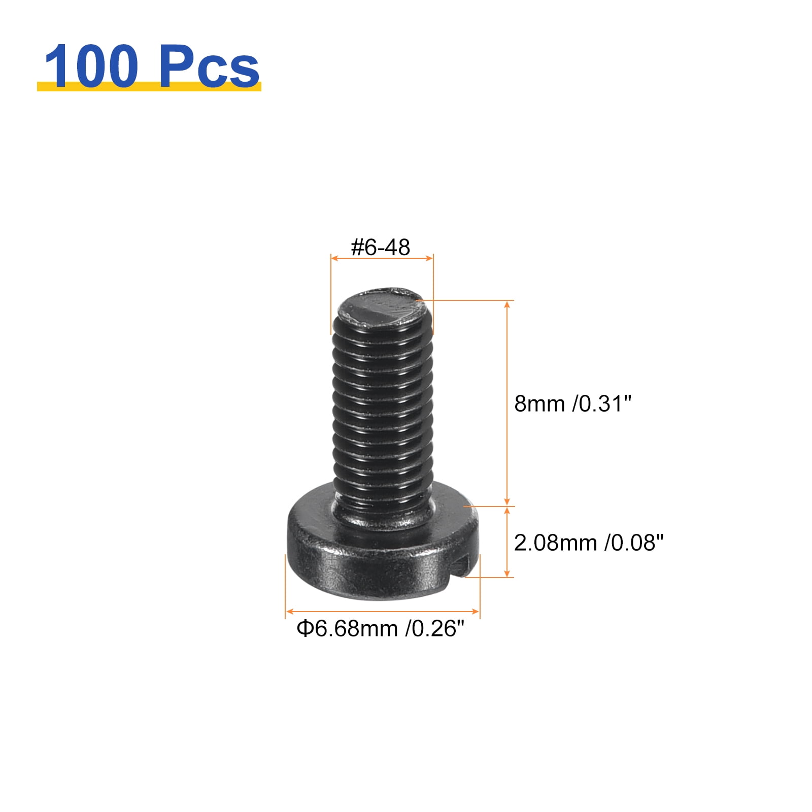 Uxcell Black Oxide Slotted Button Head Screws,100Pcs 6-48 x 5 16"  Carbon Steel Machine Screw for Furniture Installation