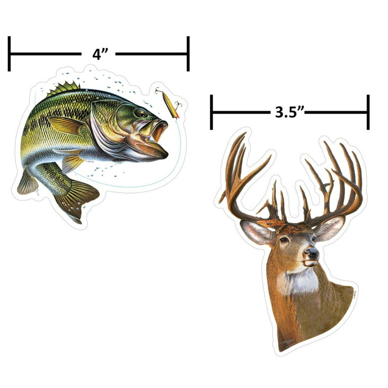 Auto Drive Deer/Bass Decals Set of 2 Vinyl Car Stickers Green Brown, Size: 3.5 inch - 4 inch
