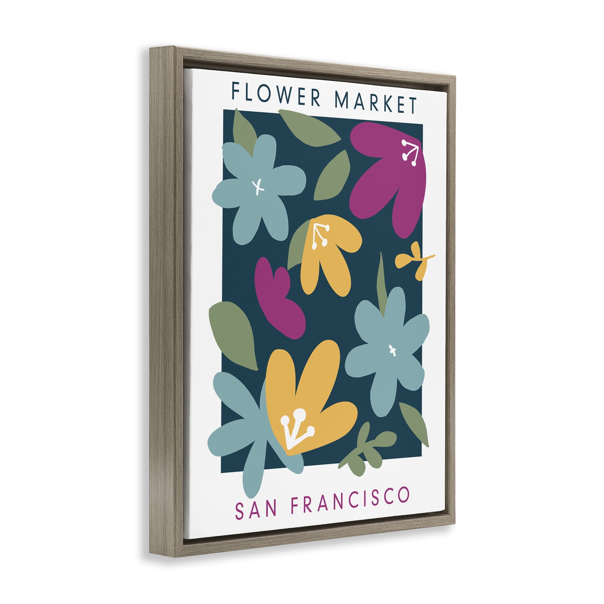Stupell Industries Whimsical Flower Market Brown Framed Floater Canvas Wall Art, design by Anna Quach