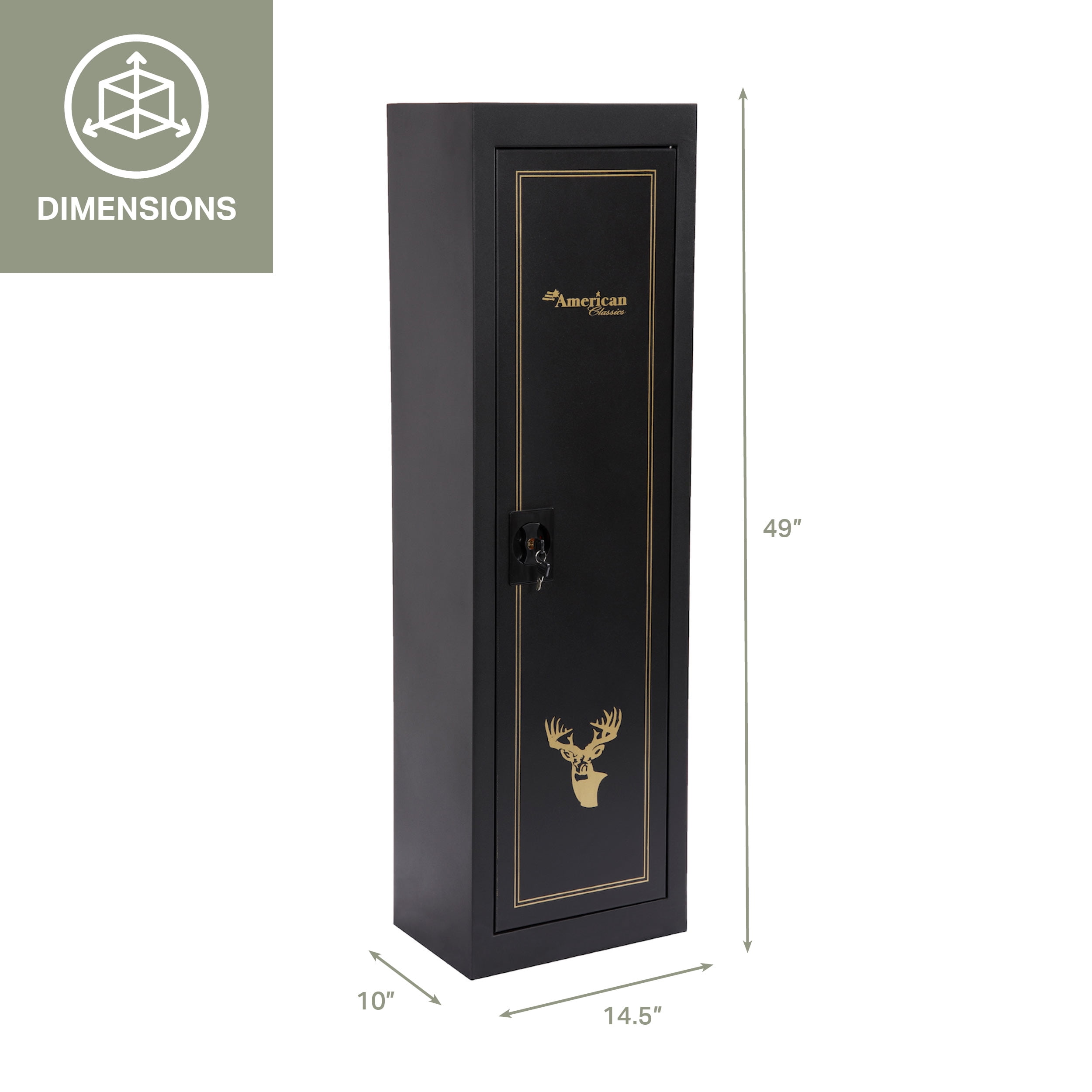 American Furniture Classics Model 901 5 Gun Safe Cabinet, Black