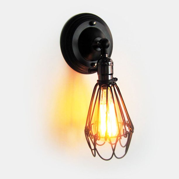 Tebru Wall Lamp Holder, E27 Wall Lamp Holder, Vintage Wall Mounted Lamp