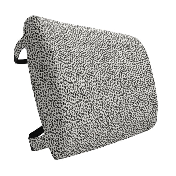 Black and White Lumbar Pillow, Various Size Spiral Shapes in Different Angles Scattered on White Backdrop, Soft Back Cushion Office Chairs with Adjustable Straps, 14" x 13", Black White, by Ambesonne