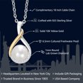 thumbnail image 2 of Gem Stone King 2 Tone Solid 10K Yellow Gold and 925 Sterling Silver 6.5MM Cultured Freshwater Pearl and White Lab Grown Diamond Twist Infinity Pendant Necklace for Women with 18 inches Chain, 2 of 4