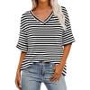 thumbnail image 5 of Posijego Women's Striped Short Sleeve T-Shirts Summer V Neck Casual Tees Loose Lightweight Basic Shirts for Women, 5 of 5