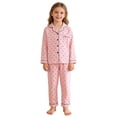 thumbnail image 4 of YMNXA Kids Girls Outfits 2 Piece Long Sleeve Lapel Polka Dot Print Top And Pants Comfortable Fashion Sleepwear Sets For Casual Daily Wear,Pink,3-4 Years, 4 of 4