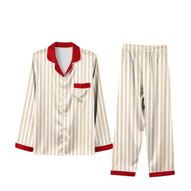 Ensemble de Pyjama Assorti Coupe Régulière Femmes Parent-Enfant Ensemble Mode Ample Décontracté Manches Longues Haut Vêtements de Maison Pyjamas Ensemble Deux Pièces