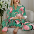 thumbnail image 6 of Pajama Sets for Women 2 Pcs, Tropical Flamingo A Button Down Long Sleeve Sleepwear Lounge PJ Sets, 6 of 6