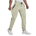 thumbnail image 2 of Hearthz Men's Quick Dry Straight Leg Mens Pants Athletic Workout Ice Silk Trousers Stretchy Men's Joggers with Zipper Pockets Khaki M, 2 of 5