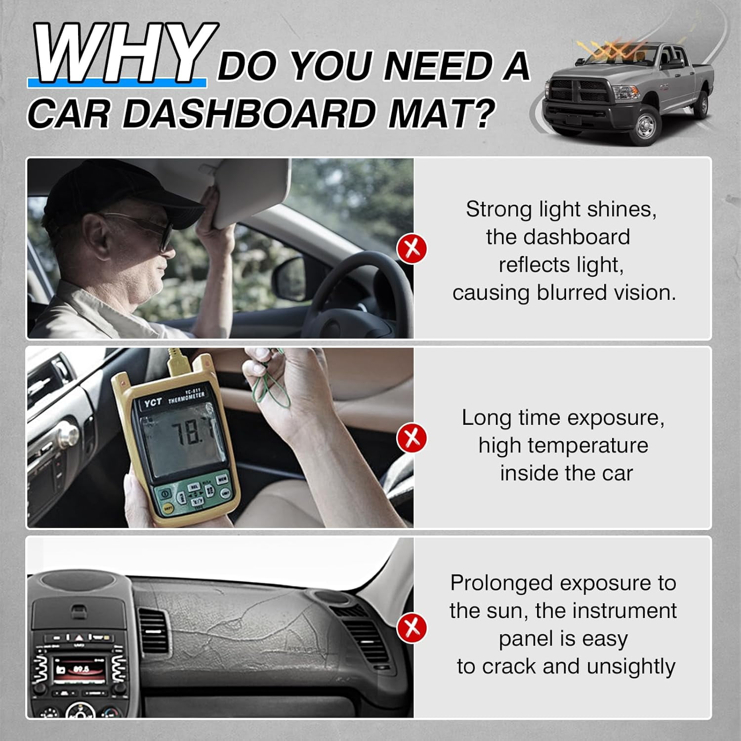 Canvcle Dash Cover Compatible with 2010-2018 Dodge Ram 1500 2500 3500 Accessories Dashboard Cover Mat Non-Slip Carpet Sunshield Glare UV Rays Protector (Without Hud)
