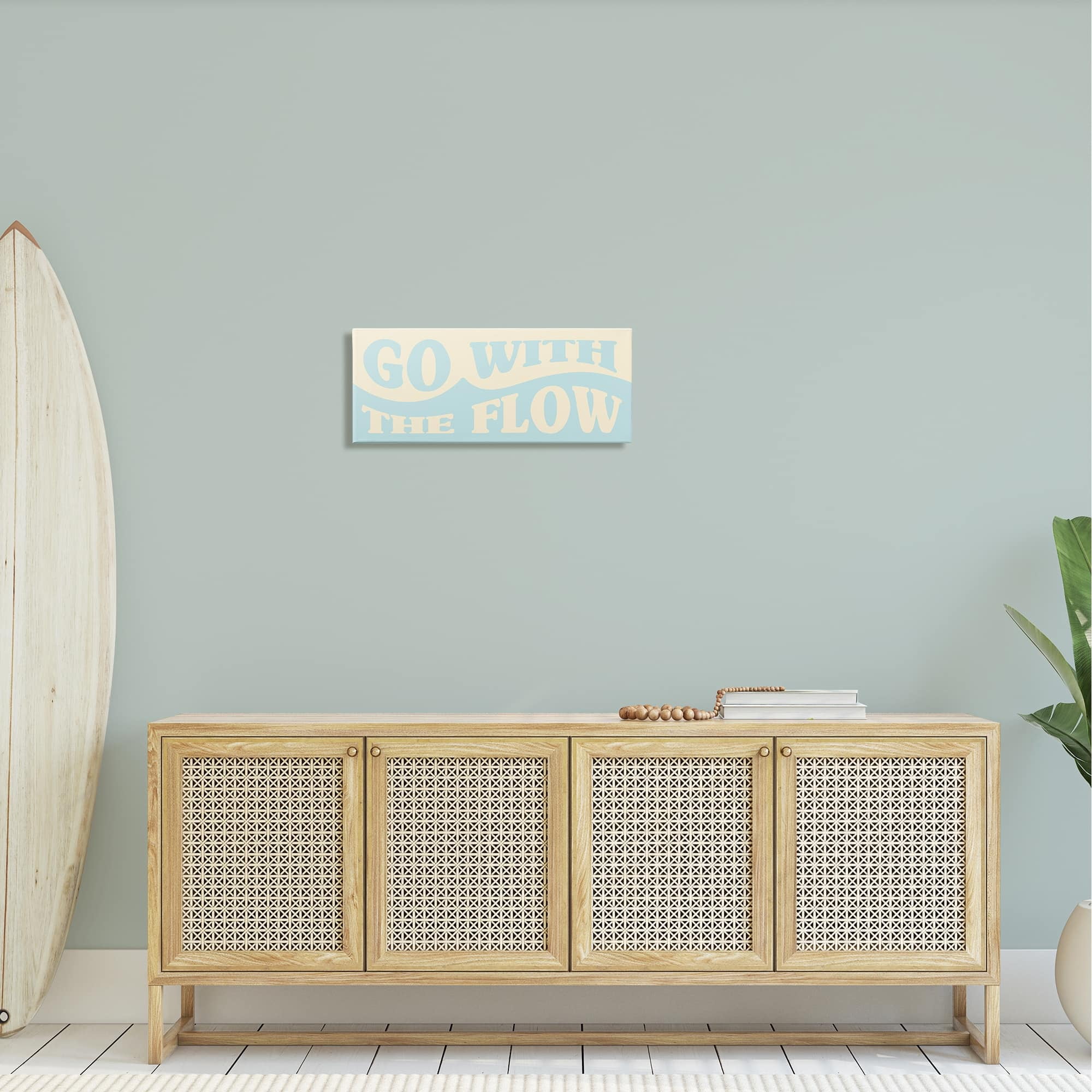 Stupell Industries Go With The Flow Vintage Water Wave Typography Canvas Wall Art, 24 x 10, Design by Daphne Polselli