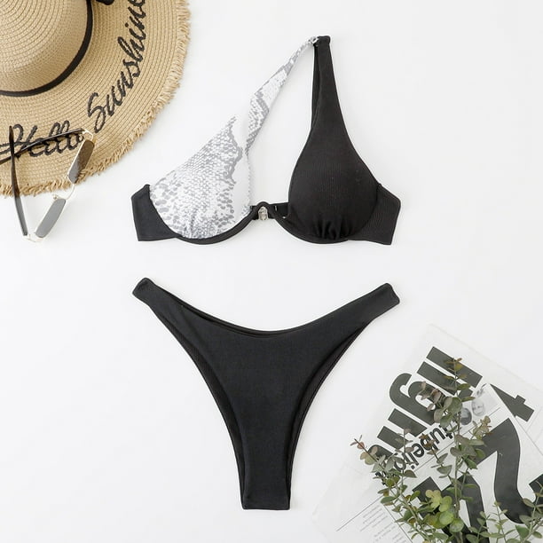 WILLBEST Bikini de Mujer, Traje de Baño de Color, Sexy, para Mujer, con Aros En Los Hombros, Bikini, Traje de Baño Bikini