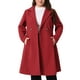thumbnail image 1 of Abrigos de mujer de tallas grandes Agnes Orinda, con solapa de muesca, doble botonadura, elegante, abrigo de invierno en línea A, abrigo de guisante 2X burdeos, 1 of 4