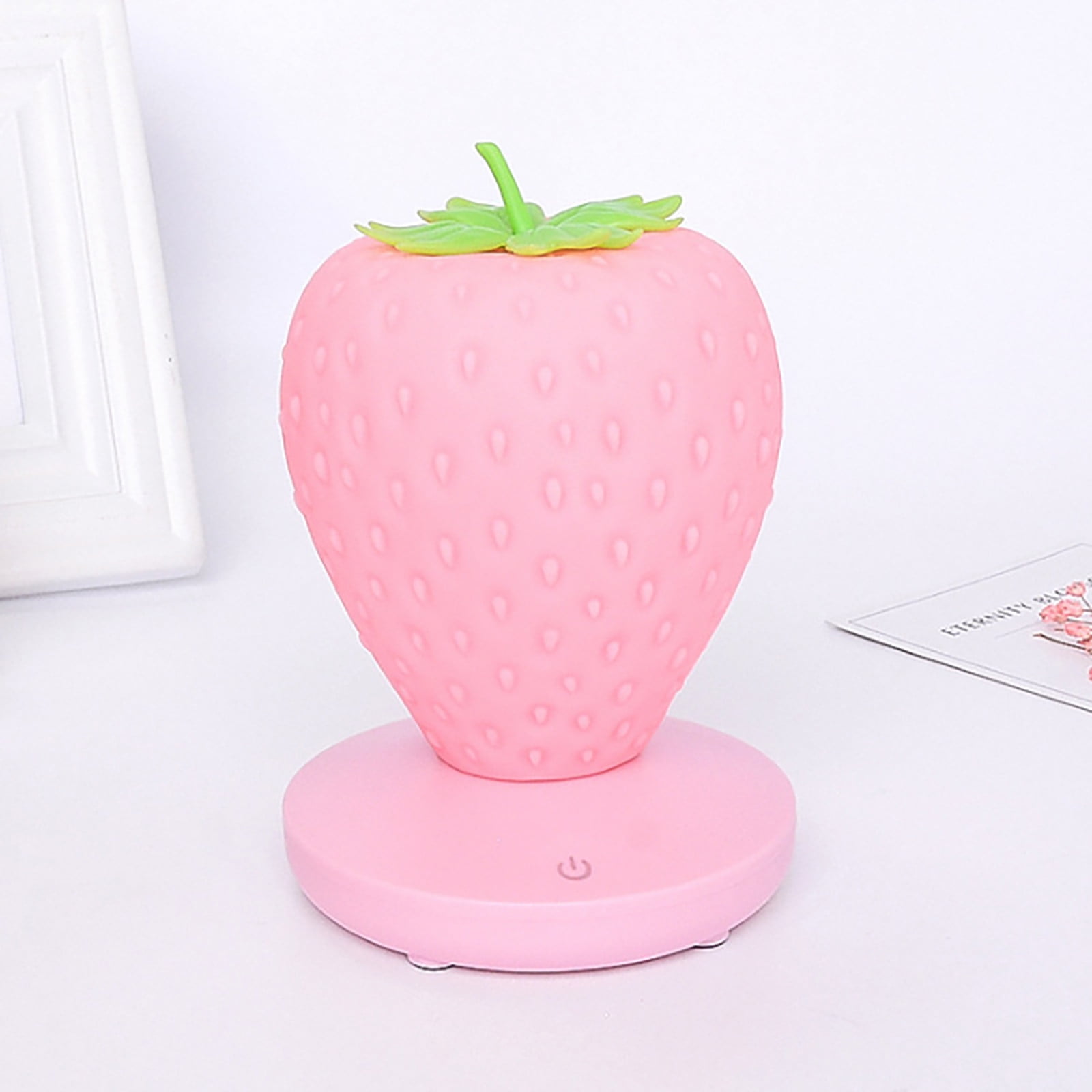Bzdzmqm Strawberry LED Night Light USB Rechargeable Touch Lamp, Cute Cartoon Bedside Table Lamp, Eye Protection Atmosphere Light forKidsRoom Decor, Christmas Birthday Party Gift, Furniture Nightstand