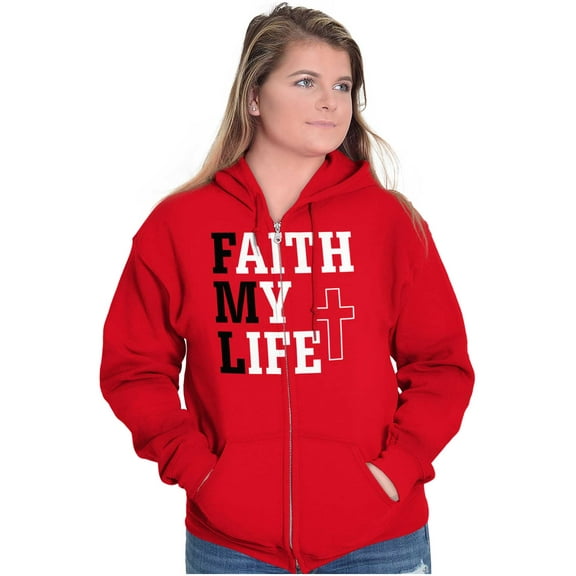 Faith Life Religious Jesus Christ God Zip Up Hoodie Men's Women's Brisco Brands S