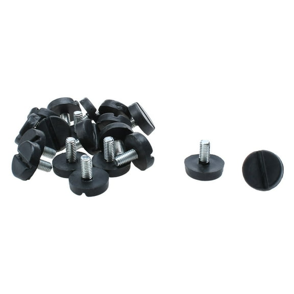 Adjustable Screw Slotted Head Leveling Feet Black Silver Tone M6x13mm 20 Pcs