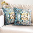 thumbnail image 2 of Boho Pillow Covers 16"x16" Set of 2 Carpet Blue Vintage Throw Pillow Case Soft Square Decorative Pillowcases for Home Decor Sofa Car Living Room, 2 of 6