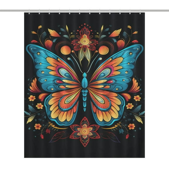 Colorful Butterfly Shower Curtain Modern Home Decor Polyester Fabric Bathroom Curtain With Hooks