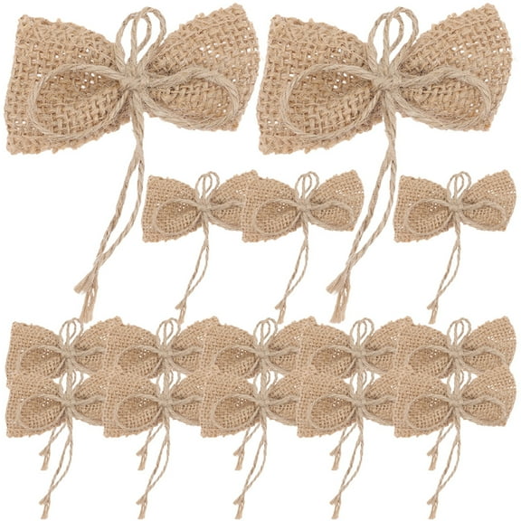 EXHUMKY Rustic Style Burlap Bows Small for Home Decor Christmas Easter 15Pcs