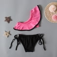 thumbnail image 4 of Fesfesfes Baby Girls Bathing Suits Toddler Girls Swimwear Solid Color Swimwear Strapless Ruffle Swimsuits, 4 of 7