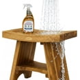 thumbnail image 4 of Teak Shower Bench lb Capacity  Wood Bath Seat with Shelf   Seating for Adults Compact Fit for Small Bathrooms &; Walk-in Showers Slip- Feet, 4 of 4