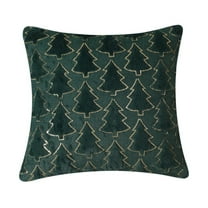 Lilixerw Christmas Tree Pattern Pillow Covers,18 x 18 inch Velvet Christmas Pillow Cases,Christmas Tree Cushion Covers for Outdoor Home Bed Sofa,Green