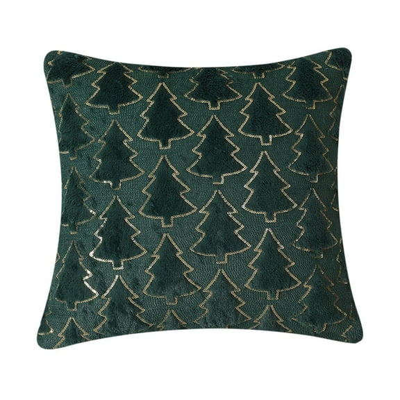 Lilixerw Christmas Tree Pattern Pillow Covers,20 x 20 inch Velvet Christmas Pillow Cases,Christmas Tree Cushion Covers for Outdoor Home Bed Sofa,Green