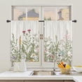 thumbnail image 3 of Wildflower Kitchen Curtains and Valances 3 Piece Set Rod Pocket 36 Inch Short Rustic Floral Green Leaves Farmhouse Plant Herbs Country Botanical Nature Bedroom Living Room Treatment Fabric, 3 of 5