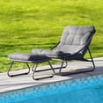 thumbnail image 4 of Grand Patio Outdoor Lounge Chair with Ottoman, Comfy Sling Recliner Set, Puffy Cushion, Samba Modern Steel Furniture, Dark Gray, 4 of 7