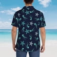 thumbnail image 3 of Lsque Ice Blue Starfish and Jellyfish pattern Hawaiian Shirt for Men, Unisex Summer Beach Casual Short Sleeve Button Down Shirts-X-Large, 3 of 9