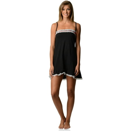 Jersey Nightshirt - Casual Nights Women's Jersey Lace Trim Chemise Nightie