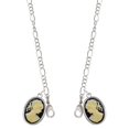 thumbnail image 1 of Silvertone Small Black Oval Cameo Silvertone Face Mask Necklace, 1 of 2